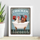 Quadro Decorativo Banheiro Galinhas 45x34cm Moldura:madeira P