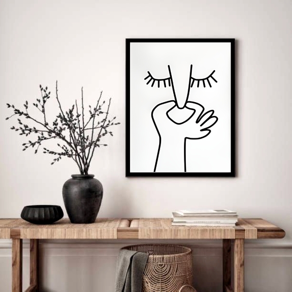 Quadro Decorativo Banheiro Minimalista  - 70x50cm Moldura Pre