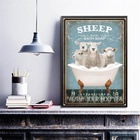 Quadro Decorativo Banheiro Ovelhas 24x18cm - Com Vidro Moldur