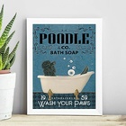 Quadro Decorativo Banheiro Poodle 33x24cm Moldura:madeira Bra