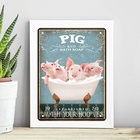 Quadro Decorativo Banheiro Porquinhos 24x18cm - Com Vidro Mol