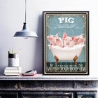 Quadro Decorativo Banheiro Porquinhos 45x34cm Moldura:madeira