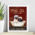 Quadro Decorativo Banheiro Pugs 45x34cm Moldura:madeira Preta