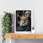 Quadro Decorativo Barbearia - Leão 33x24cm - Com Vidro Moldur