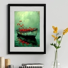 Quadro Decorativo Barco De Flores 60x48cm Moldura Branca