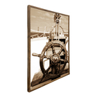 Quadro Decorativo Barco Leme 30x30cm Marrom