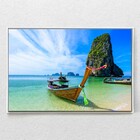 Quadro Decorativo Barco Na Praia De Phra Nang Com Moldura E S