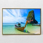 Quadro Decorativo Barco Na Praia De Phra Nang Com Moldura E S