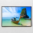 Quadro Decorativo Barco Na Praia De Phra Nang Com Moldura E S