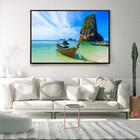 Quadro Decorativo Barco Na Praia De Phra Nang Com Moldura E S