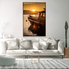 Quadro Decorativo Barco Por Do Sol Com Moldura E Sem Vidro 10
