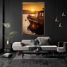 Quadro Decorativo Barco Por Do Sol Com Moldura E Sem Vidro 10