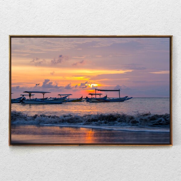 Quadro Decorativo Barcos De Pesca Em Bali Com Moldura E Sem V