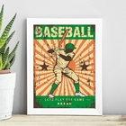 Quadro Decorativo Baseball Retrô 24x18cm Moldura:madeira Bran