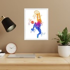 Quadro Decorativo Basquete Aquarela 24x18cm - Com Vidro Moldu