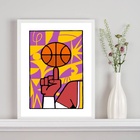 Quadro Decorativo Basquete Pop Art 24x18cm - Com Vidro Moldur