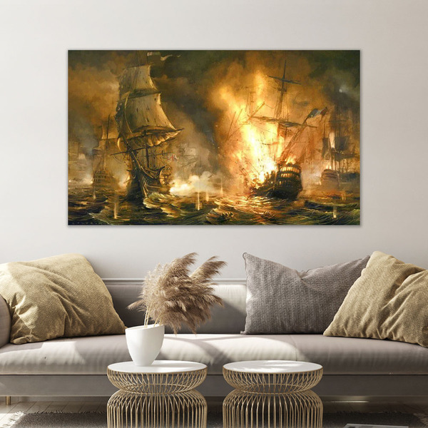 Quadro Decorativo Batalha Naval Vintage Varias Peças
