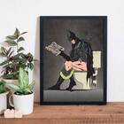 Quadro Decorativo Batman No Banheiro 33x24cm - Com Vidro Mold