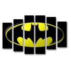 Quadro Decorativo Batman Super Herói De Desenho 6 Peças