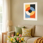 Quadro Decorativo Bauhaus – Círculos  - 70x50cm Moldura Preta