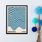 Quadro Decorativo Bauhaus Azul - Ondas 33x24cm Moldura Branca