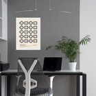 Quadro Decorativo Bauhaus Cinza Floral 33x24cm Moldura Branca