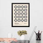 Quadro Decorativo Bauhaus Cinza Floral 33x24cm Moldura Branca