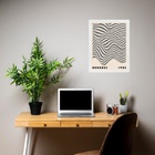 Quadro Decorativo Bauhaus Cinza - Ondas 24x18cm - Com Vidro M