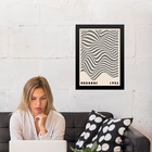 Quadro Decorativo Bauhaus Cinza - Ondas 24x18cm Moldura Preta