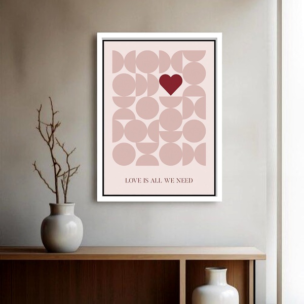 Quadro Decorativo Bauhaus Love Is All  - 70x50cm Moldura Preta