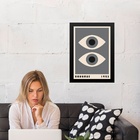 Quadro Decorativo Bauhaus Olhos Cinza 24x18cm Moldura Branca
