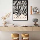 Quadro Decorativo Bauhaus Ondas Preto  - 70x50cm Moldura Bran