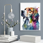 Quadro Decorativo Beagle Aquarela 24x18cm - Com Vidro Moldura