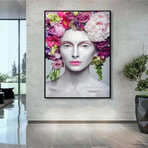 Quadro Decorativo Beautiful Flower Queen Com Moldura Preto 12