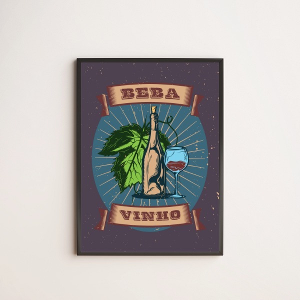 Quadro Decorativo Beba Vinho 33x24cm - Com Vidro Moldura:made