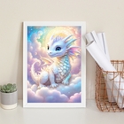 Quadro Decorativo Bebê Dragão 33x24cm Moldura:madeira Branca