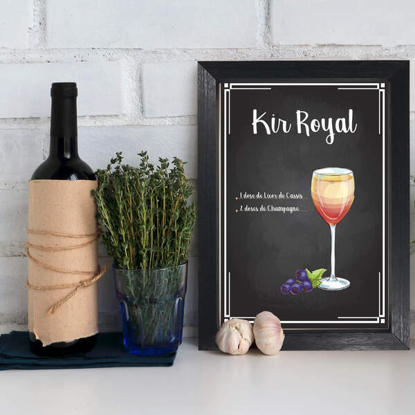 Quadro Decorativo Bebida Kir Royal 22x32 Moldura Preta