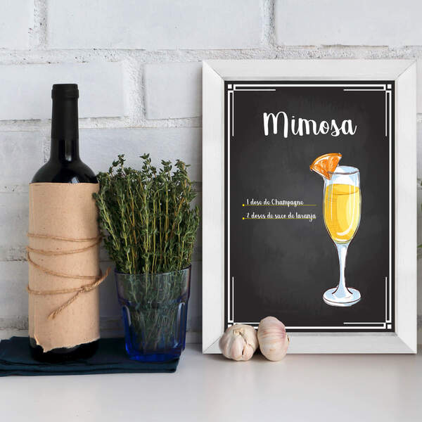 Quadro Decorativo Bebida Mimosa 33x43cm Moldura Branca