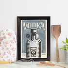 Quadro Decorativo Bebida Vintage Vodka 33x43 Moldura Preta