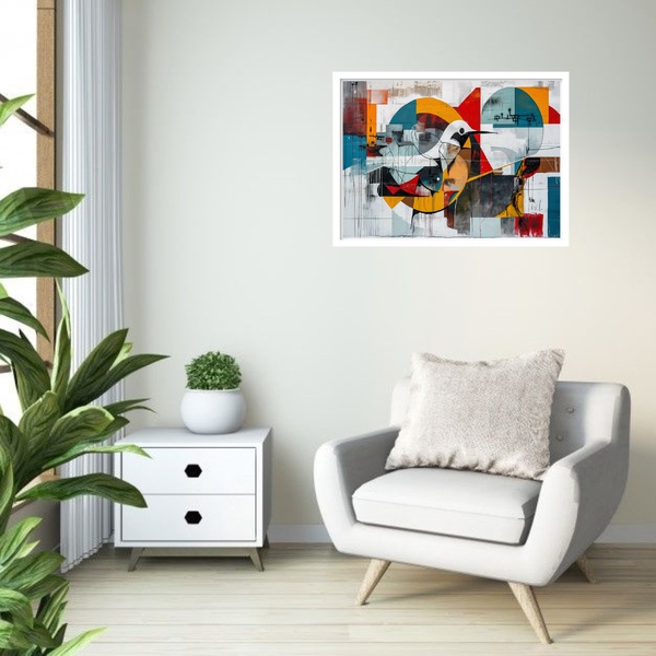 Quadro Decorativo Beija-flor Abstrato  - 50x70cm Moldura Bran