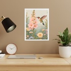 Quadro Decorativo Beija-flor Cores Suaves 33x24cm Moldura Bra