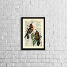 Quadro Decorativo Beija Flores Vintage 24x18cm Moldura:madeir