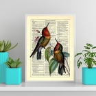 Quadro Decorativo Beija Flores Vintage 33x24cm Moldura:madeir