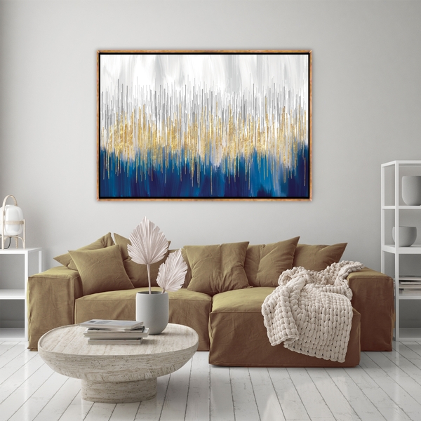 Quadro Decorativo Belas Linhas Douradas Moldura Dourada 180x1