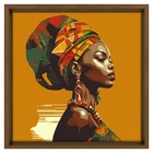 Quadro Decorativo Beleza Africana 1 Colorido com Vidro 70x70x2,8cm Tropical