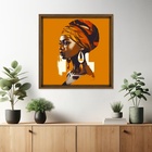 Quadro Decorativo Beleza Africana 2 Colorido com Vidro 70x70x2,8cm Tropical