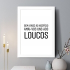 Quadro Decorativo Bem-vindo Ao Hospício 24x18cm Moldura Preta