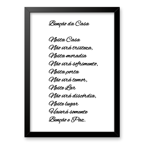 Quadro Decorativo Benção Da Casa 33x24cm - Com Vidro Moldura