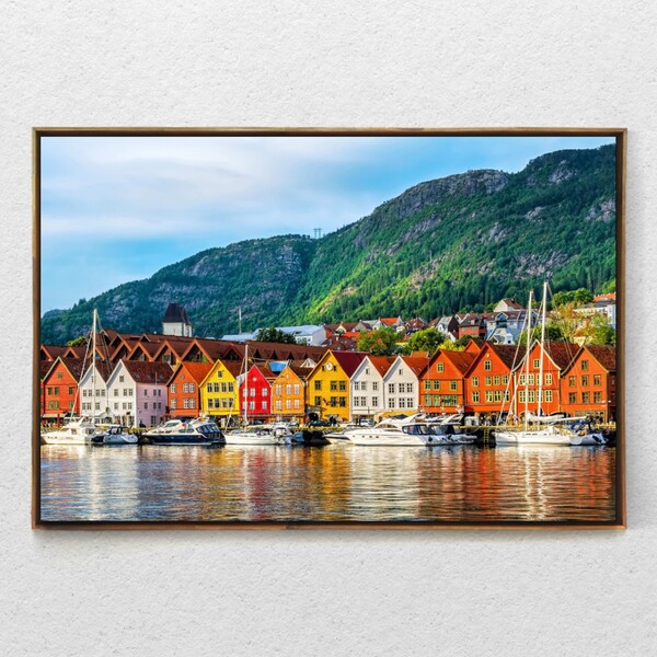 Quadro Decorativo Bergen-noruega Com Moldura E Sem Vidro 100x