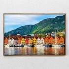 Quadro Decorativo Bergen-noruega Tela Horizontal Com Moldura
